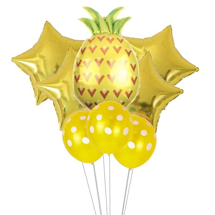 Pineapple Balloon Bouquet with Pineapple Shaped Balloon Yellow Polka Dot Latex Balloons Yellow Foil Balloons Perfect for Tropical-Themed Parties
