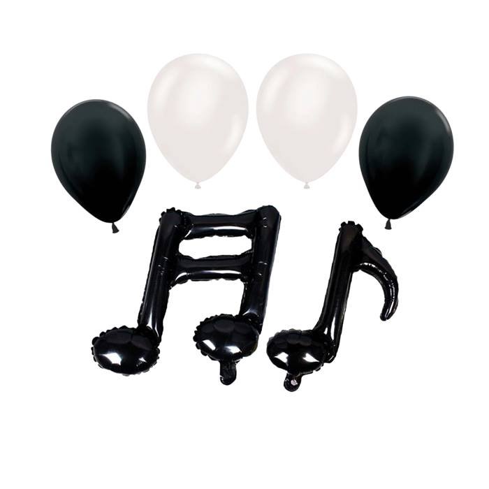 Music Notes Balloon Party Decoration Set Black and White Birthday Celebration