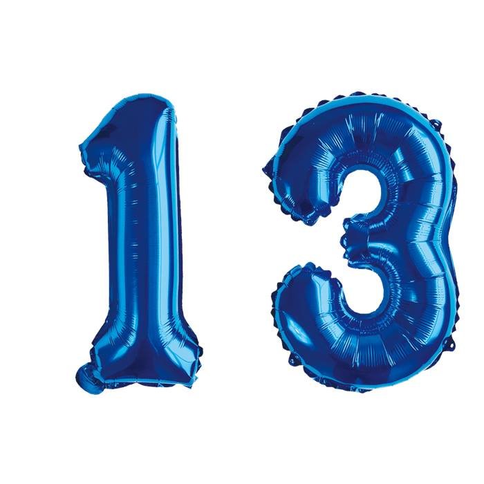 Blue Number 13 Foil Balloon Set for Parties