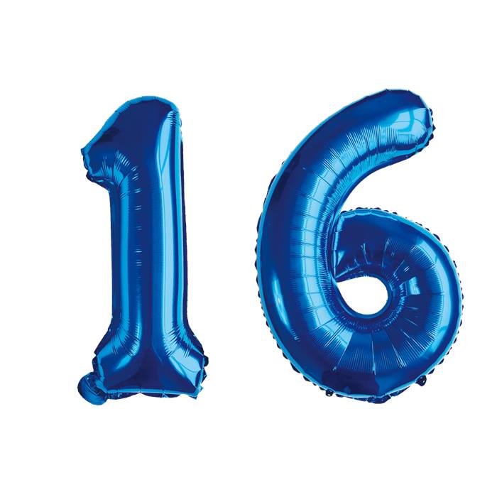 Blue Number 16 Foil Balloon Set for Birthday and Anniversary Celebrations