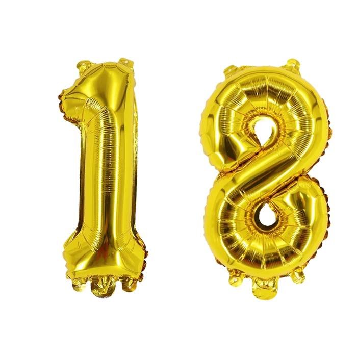 Gold Number 18 Foil Balloon Set for Birthday Party Decorations