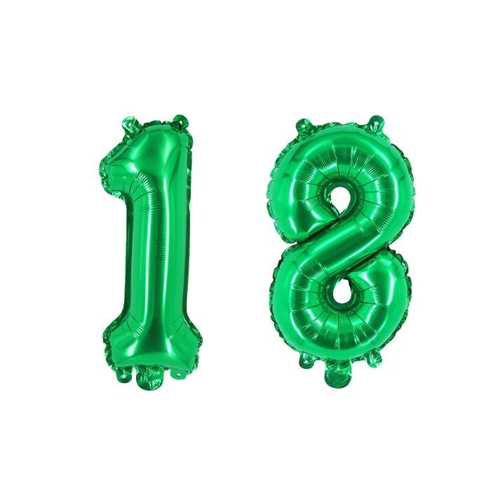 Green Number 18 Foil Balloon Set for 18th Birthday Party Decorations