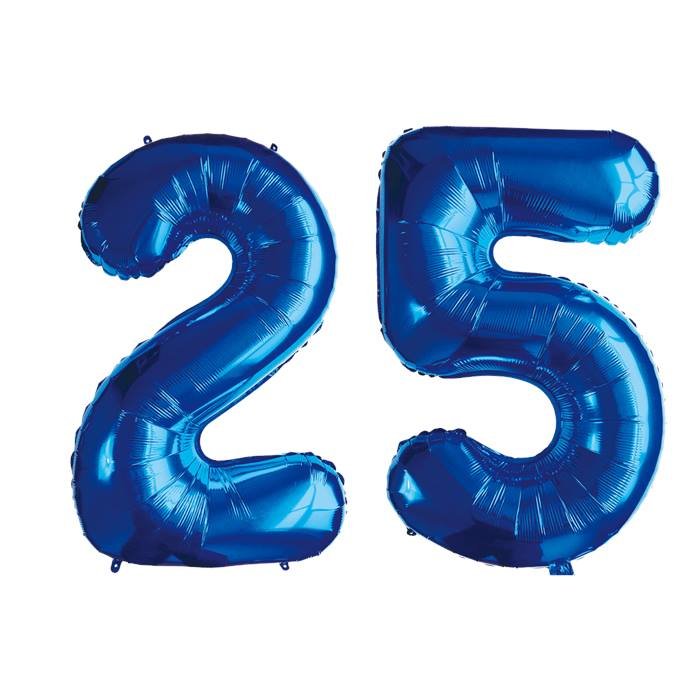 Blue Number 25 Foil Balloon Set for Birthday Anniversaries