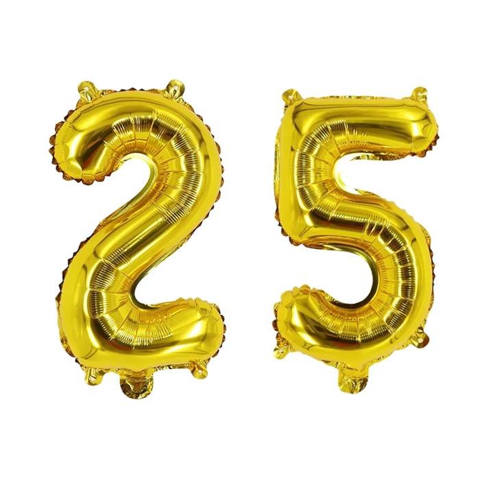 Gold Number 25 Foil Balloon Set for Birthday Anniversaries Party Decorations