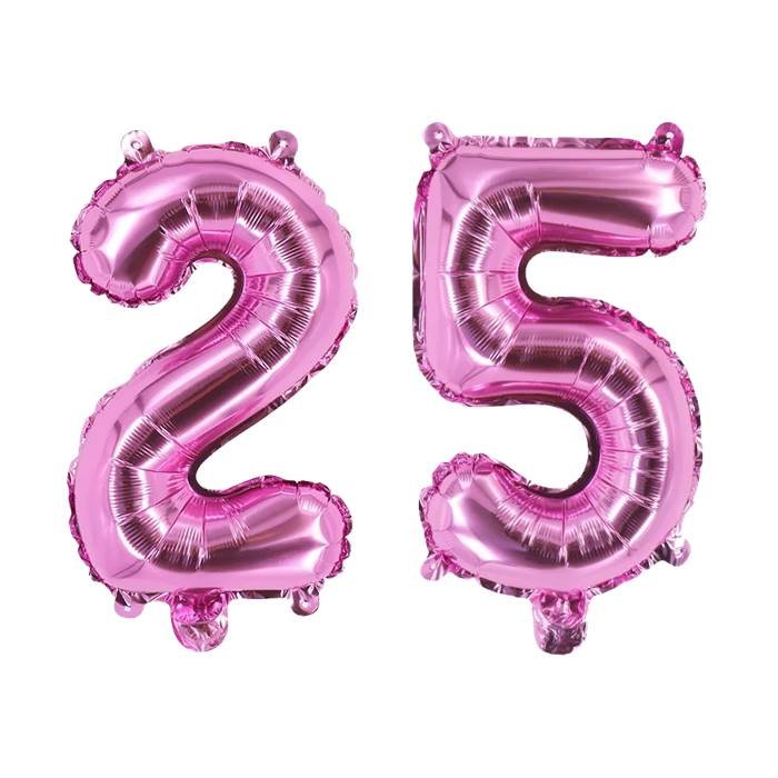Pink Number 25 Foil Balloon Set for Birthday Party Decorations