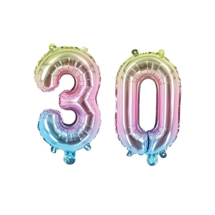 Colorful Number 30 Foil Balloons for 30th Birthday Party Decorations