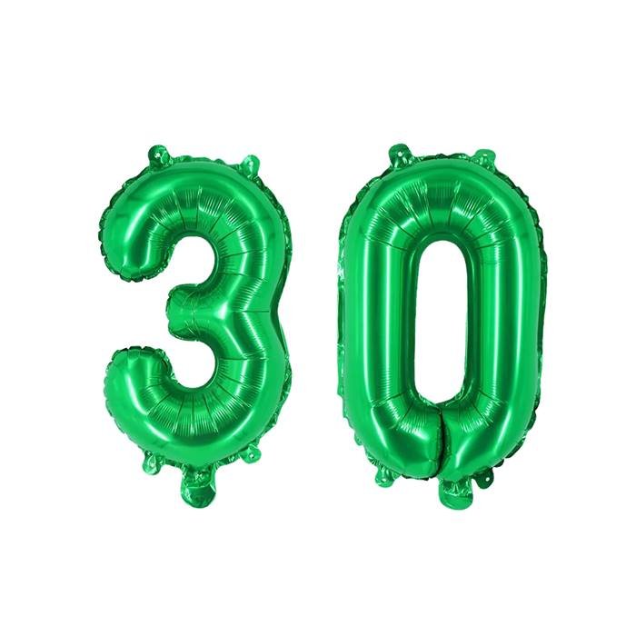 Green Number 30 Foil Balloons Set for 30th Birthday Party Decorations
