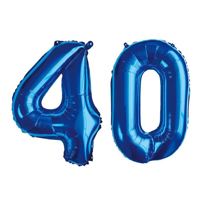 Blue Number 40 Foil Balloon Set for 40th Birthday Party Decorations