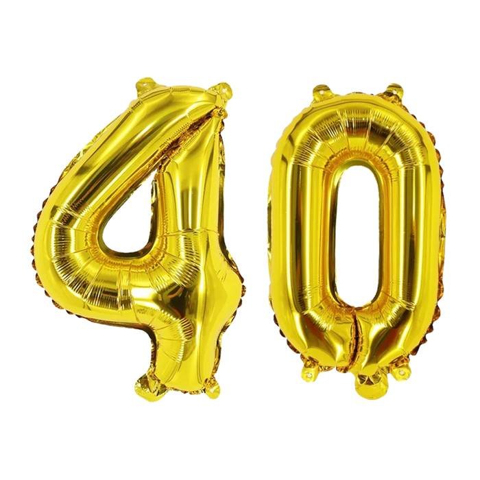 Gold Number 40 Foil Balloon Set for Party Decorations