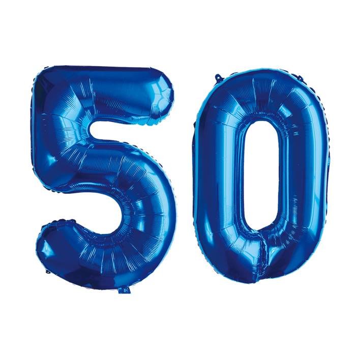 Blue Number 50 Foil Balloon Set for 50th Birthday Party Decorations