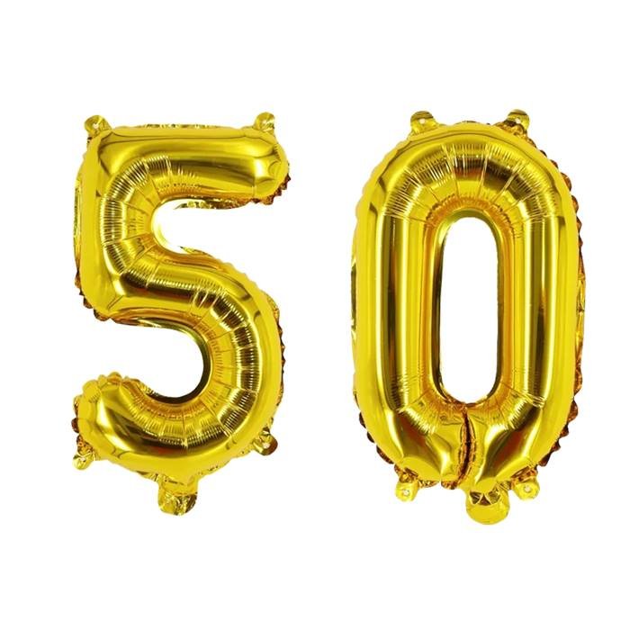 Gold Number 50 Foil Balloons for 50th Birthday or Anniversary Party Decorations