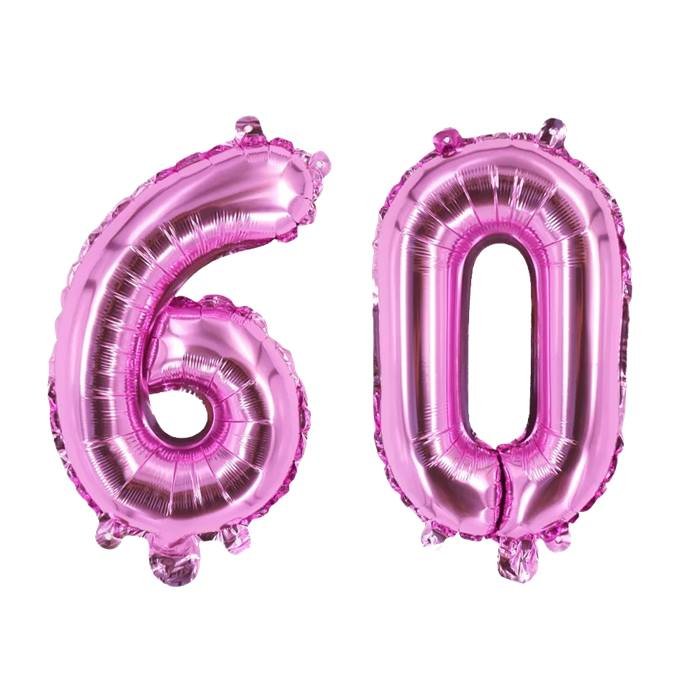 Pink Number 60 Foil Balloon Set for Parties