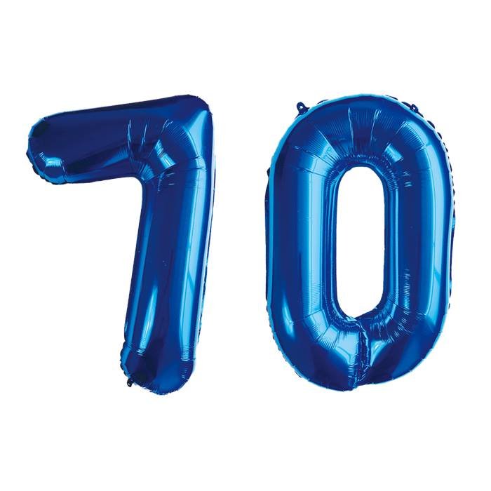 Blue Number 70 Foil Balloon Set for 70th Birthday Party Decorations