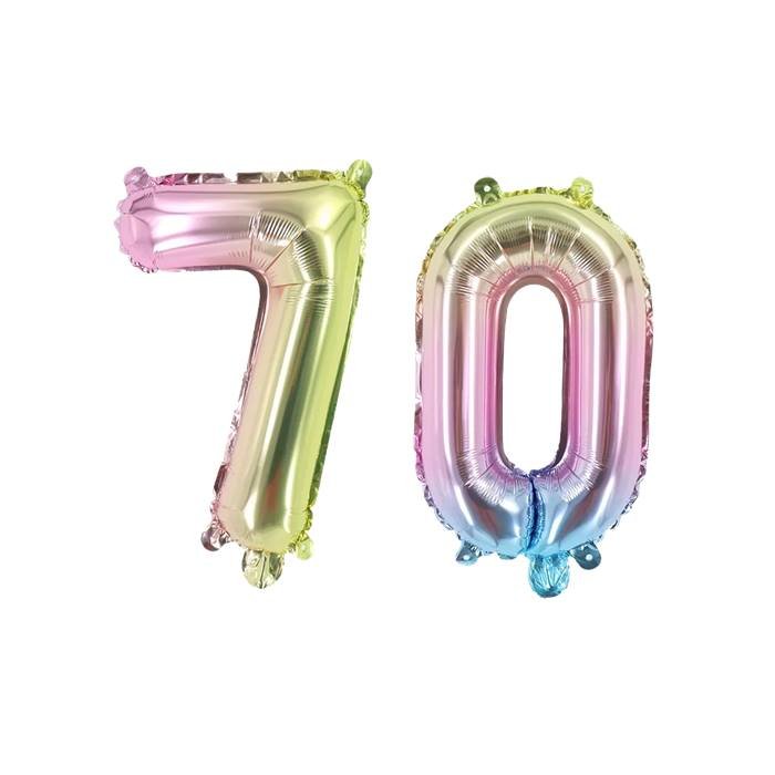 Colorful Number 70 Foil Balloons for 70th Birthday Party Decorations