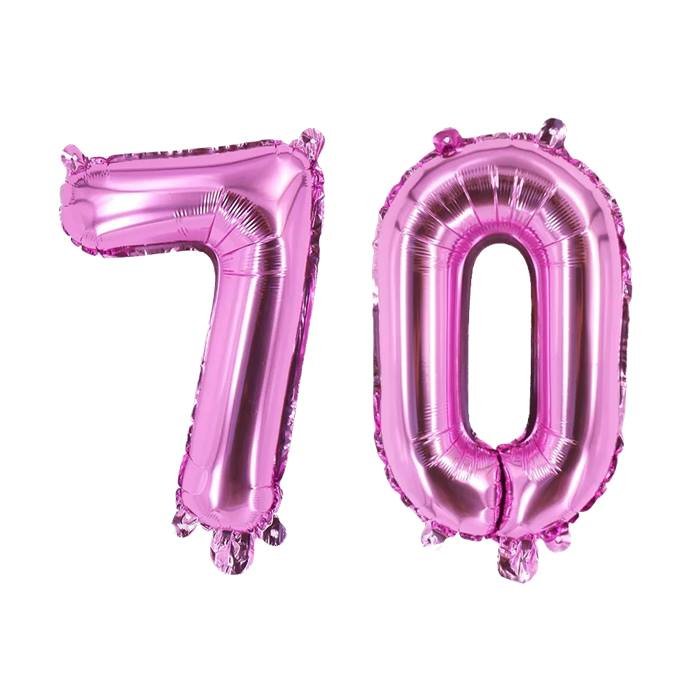 Pink Number 70 Foil Balloon Set for 70th Birthday Party Decorations