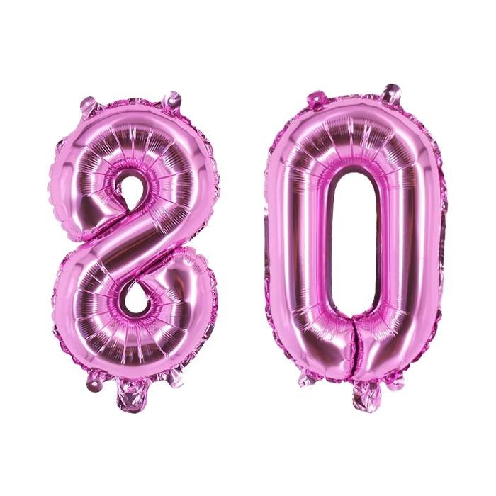 Pink Number 80 Foil Balloon Set, Large 40 Inch Mylar Balloons for 80th Birthday Party Decorations