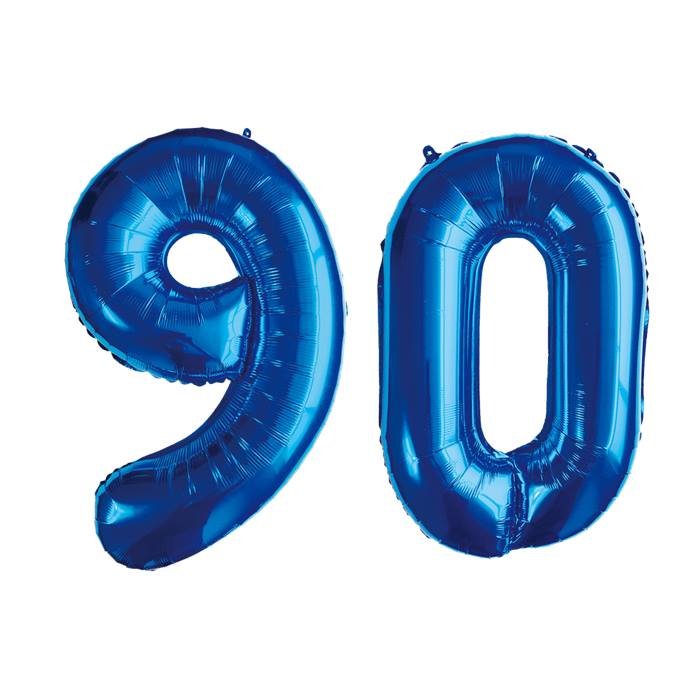 Blue Number 90 Foil Balloon Set for 90th Birthday Party Decorations