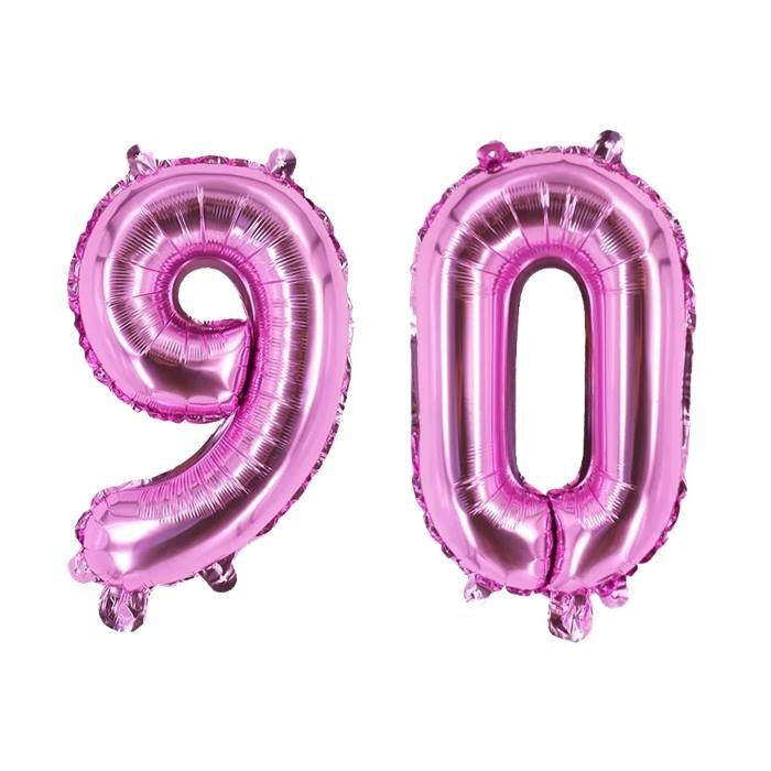 Pink Number 90 Foil Balloons Set for Birthday and Anniversary Party Decorations