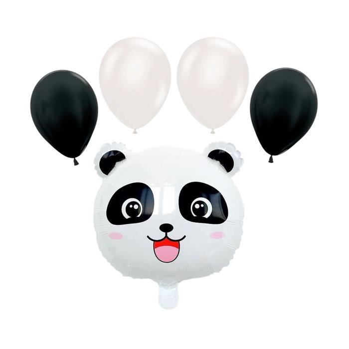 Panda Bear Foil Balloon Bouquet Set Birthday Party Decoration Black White Kids