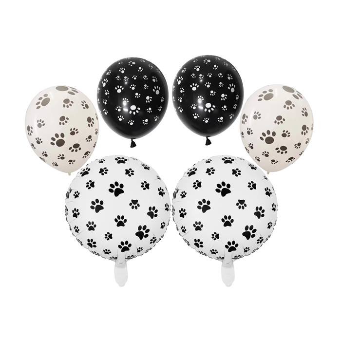 Paw Print Balloon Bouquet Party Decoration Set Kids Celebration Black White