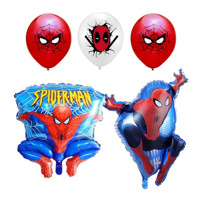 Dynamic Web-Slinger Hero Party Balloon Bundle with Red and White Masked Latex Balloons