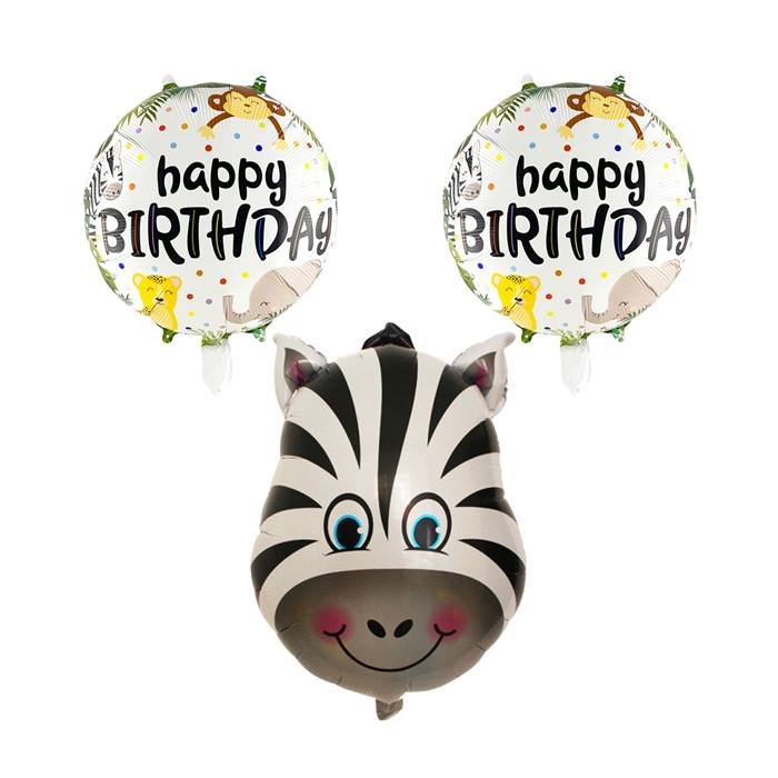 Safari Zebra Foil Balloon Happy Birthday Party Jungle Animals Kids Decor