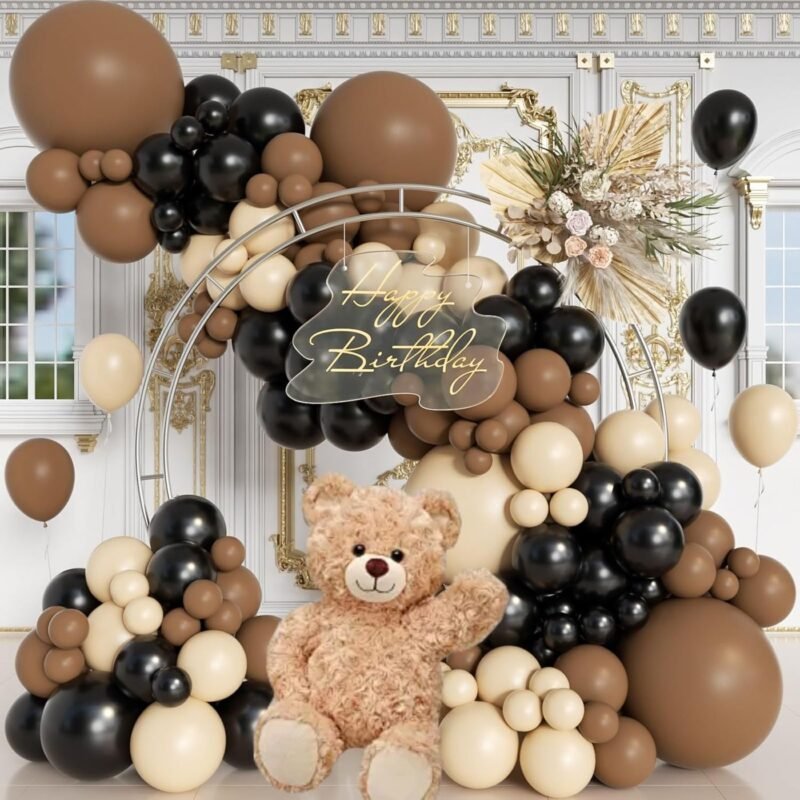 144PCS Khaki Balloon Garland Apricot Balloon Arch Kit Black Latex Home Decor For Wedding Birthday Anniversary Theme Party